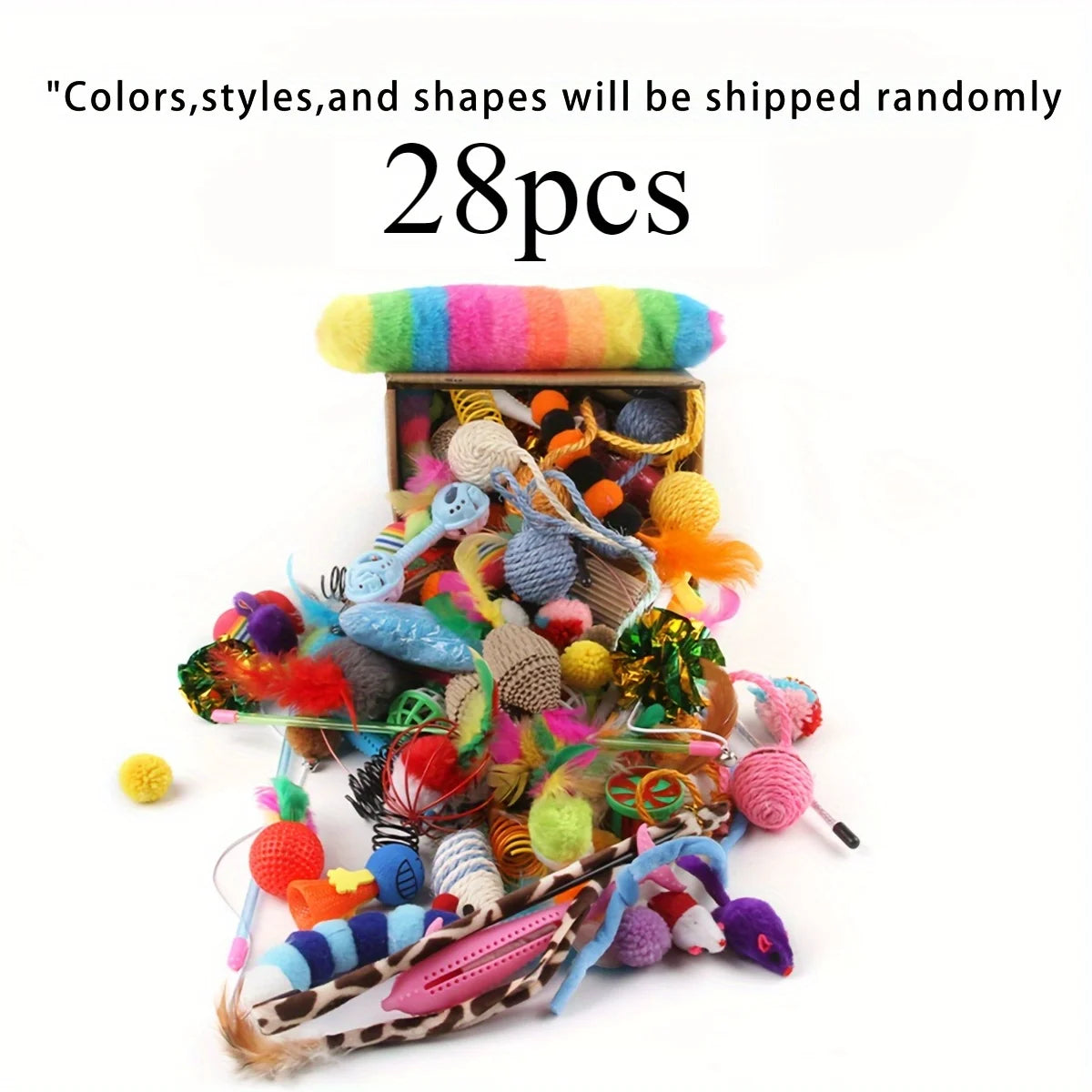 Cat Toy Mixed Pack - 56, 28 or 14 Piece Plush & Plastic Bundle – photo 9