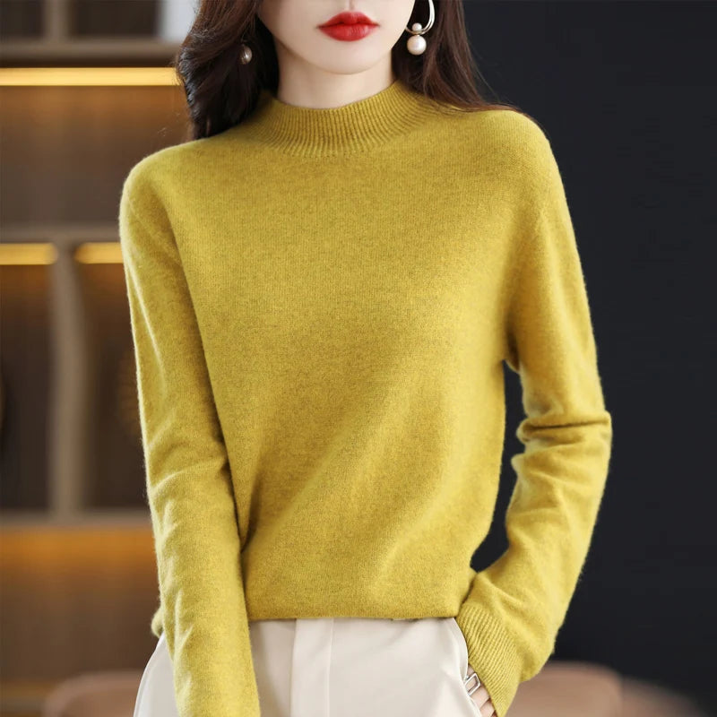 Women's Merino Wool Mock Neck Sweater