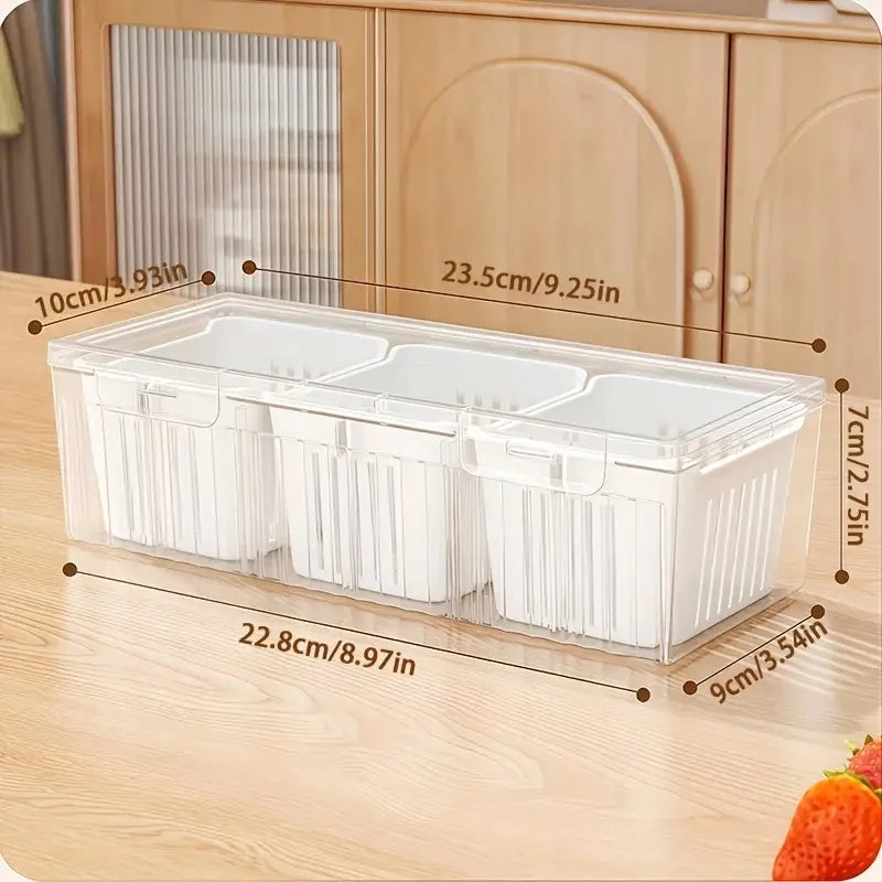 Square Fridge Storage Box Set - Clear Compartment Produce Keeper - photo 4
