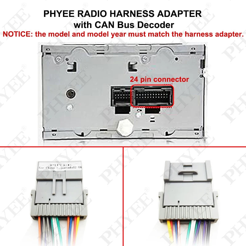 Car Stereo Radio Wiring Harness Adapter 24 Pin for Chevy Silverado Chevrolet Malibu Impala GMC Envoy Sierra Buick Pontiac Hummer
