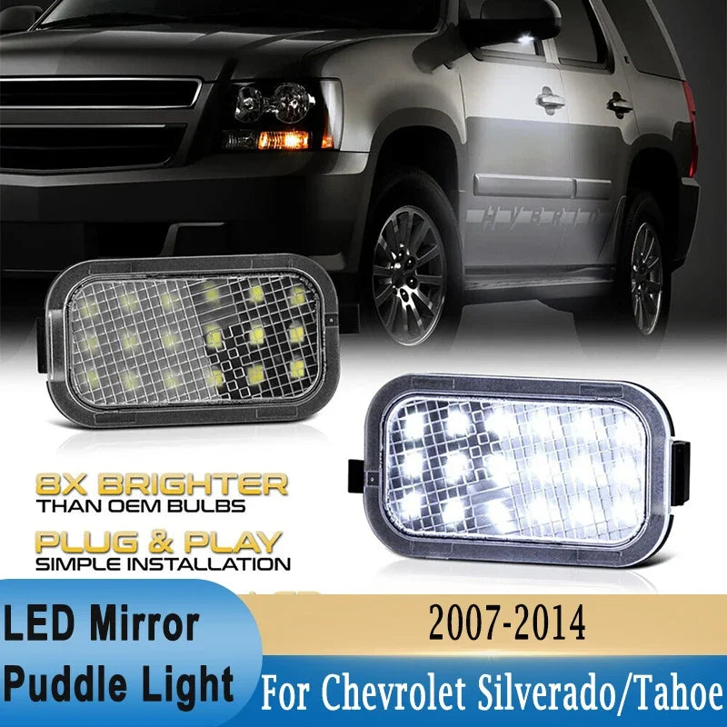 LED Side Mirror Puddle Lights (2-Pack) — Chevrolet Silverado, Tahoe, Suburban, Avalanche & GMC Sierra/Yukon / Cadillac Escalade (2007–2014)