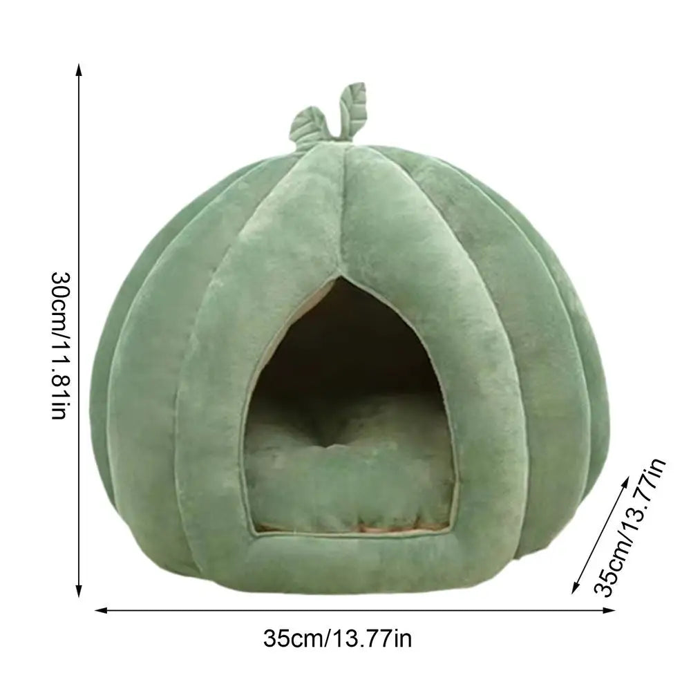 Pumpkin Cat Cave Bed - Enclosed Halloween Hideaway – photo 7
