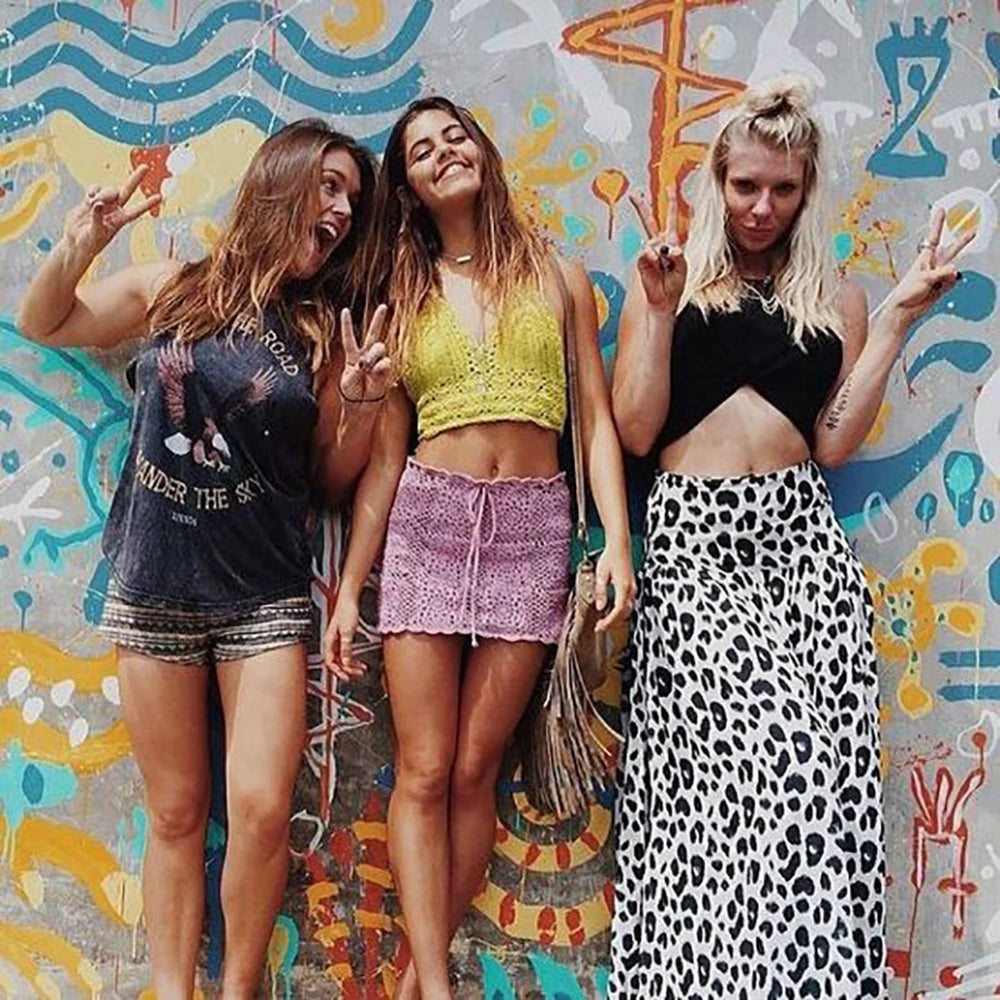 Sexy Beachwear Halter Neck Vest Crochet Crop Top Knit Bralette Bra Boho Beach Camisoles Bikini Tank Backless Tops