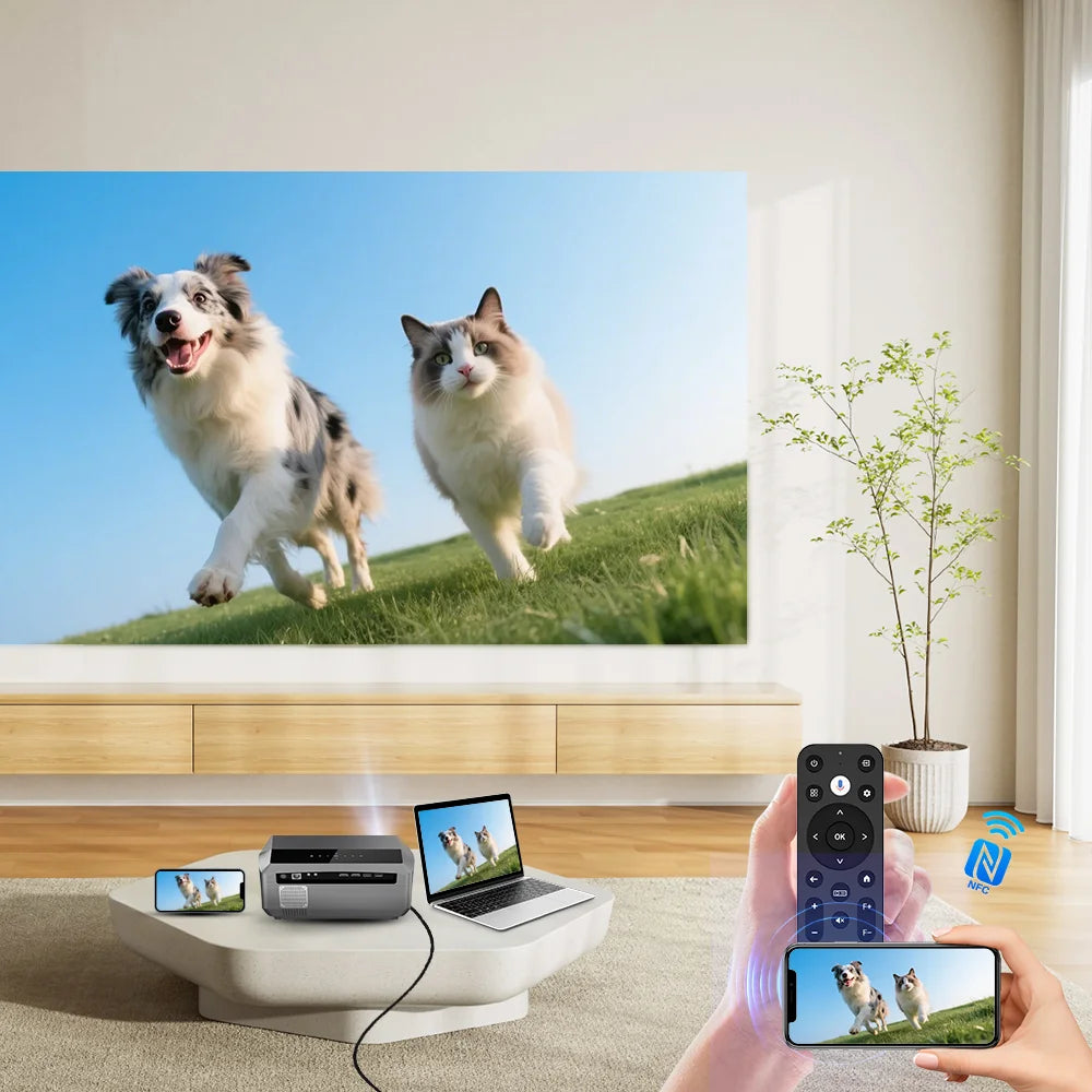CAIWEI A10Q 4K Google Certified Projector 1080P Full HD Auto Focus High Brightness 4000 Ansi WiFi6 Beam Projectors Home Theater