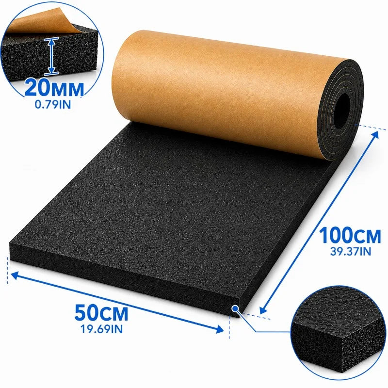 5/10/15/20mm Thickness Self Adhesive Closed Cell Foam Roll Car Heat Insulation Sound Deadening Mat with Kraft Paper Backing