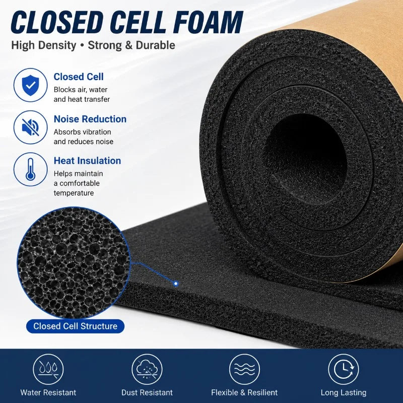 5/10/15/20mm Thickness Self Adhesive Closed Cell Foam Roll Car Heat Insulation Sound Deadening Mat with Kraft Paper Backing