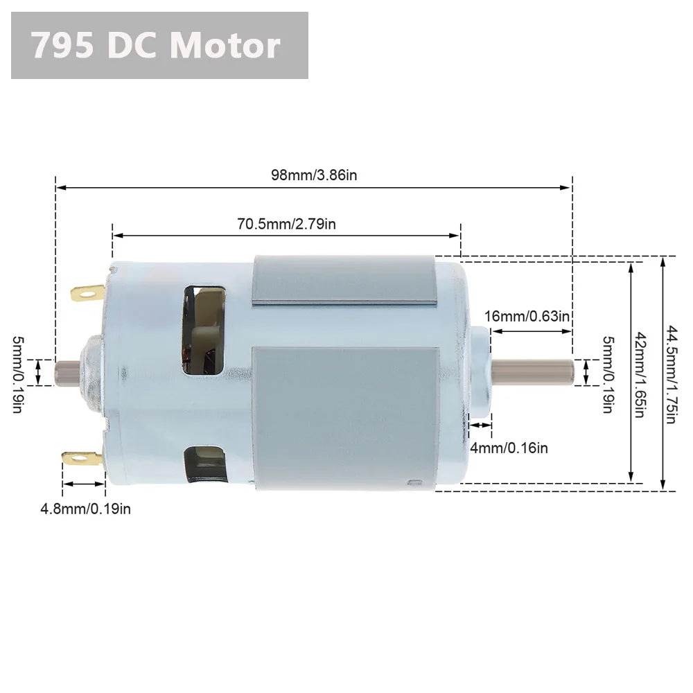 775/795/895 DC Motor 12V/24V 3000-12000RPM High-speed Large Torque Motor for Drill Micro Machine/DIY Model Car with Ball Bearing