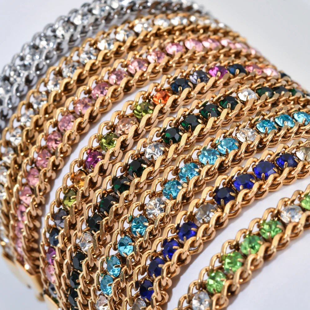 Woven Cubic Zirconia Bracelet — 18K Gold-Plated Stainless Steel
