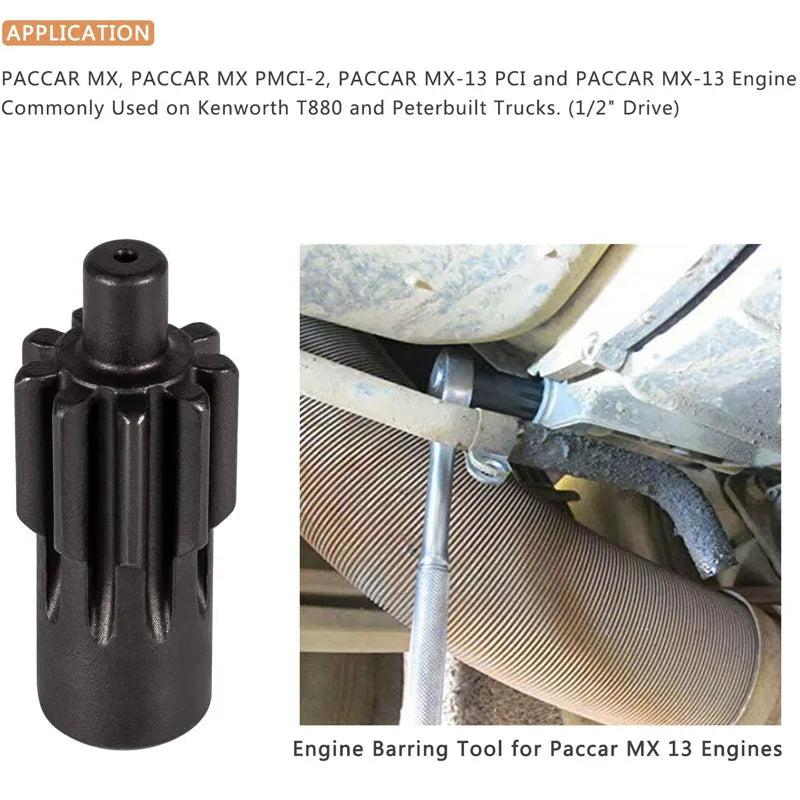 MMAlto Engine Barring & Turning Tool for Paccar MX13 Engines – Kenworth T880 & Peterbilt Flywheel Crank Tool | Replaces 1453158PE 1453158 | 1/2" Drive