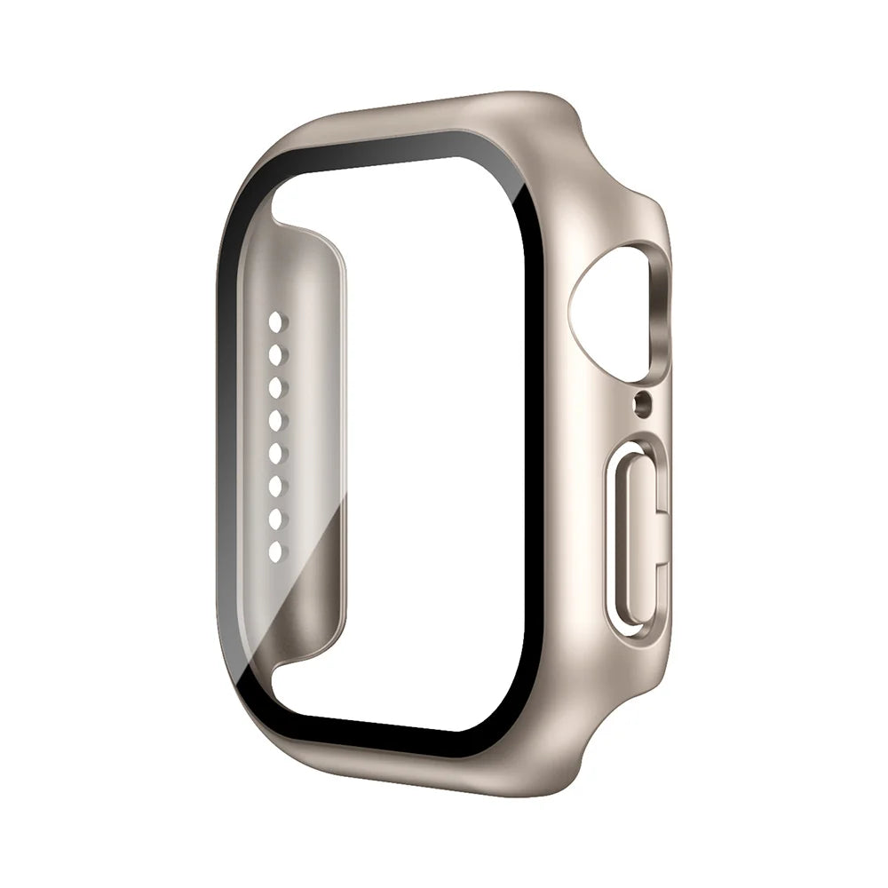 Apple Watch Tempered Glass Case + Screen Protector – Series 1–11, SE & Ultra 2 (38–46mm)