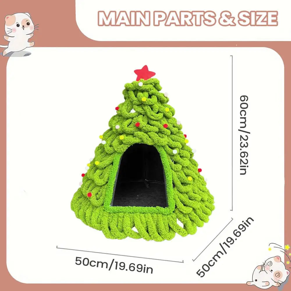Christmas Tree Knit Cat Cave Bed - Winter Shelter – photo 7