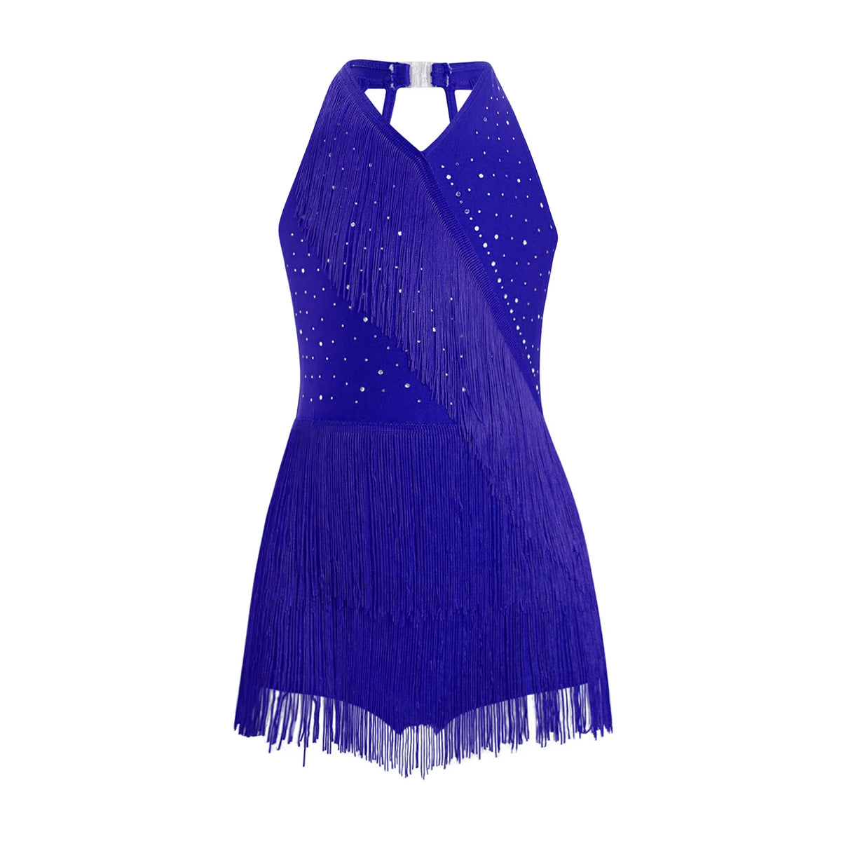 Girls rhinestone fringe Latin leotard dress