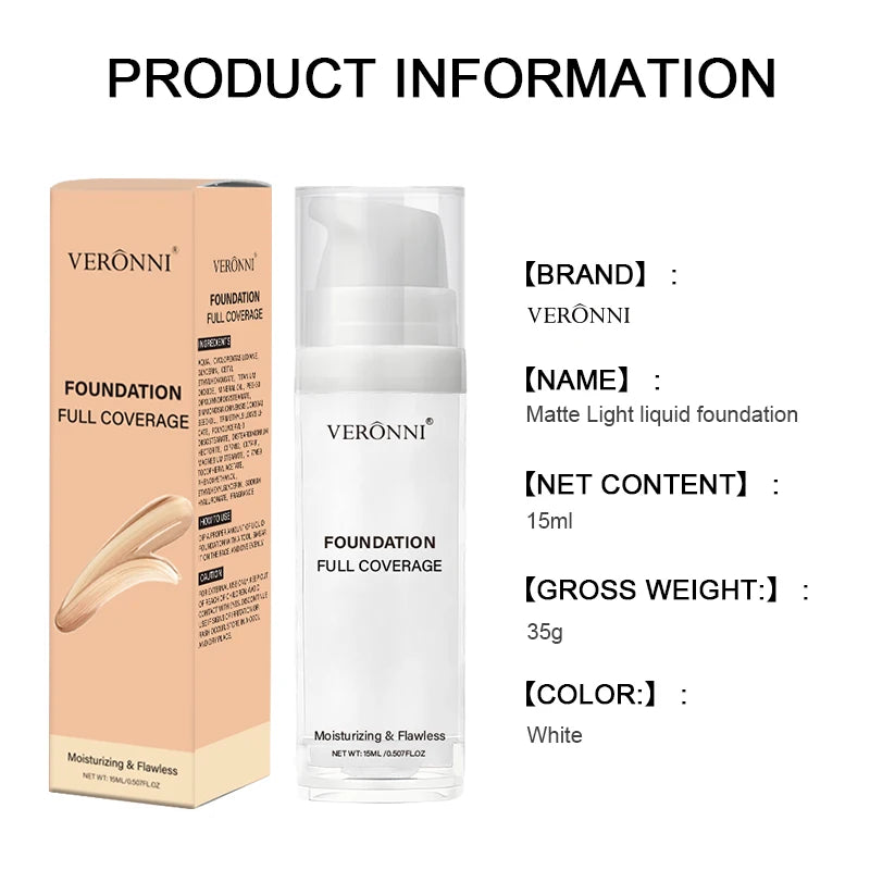 White Liquid Foundation Blending Pure-15ml Silky Creamy Matte Long-Wearing Transfer-Resistant for Stage Cosplay Halloween Makeup