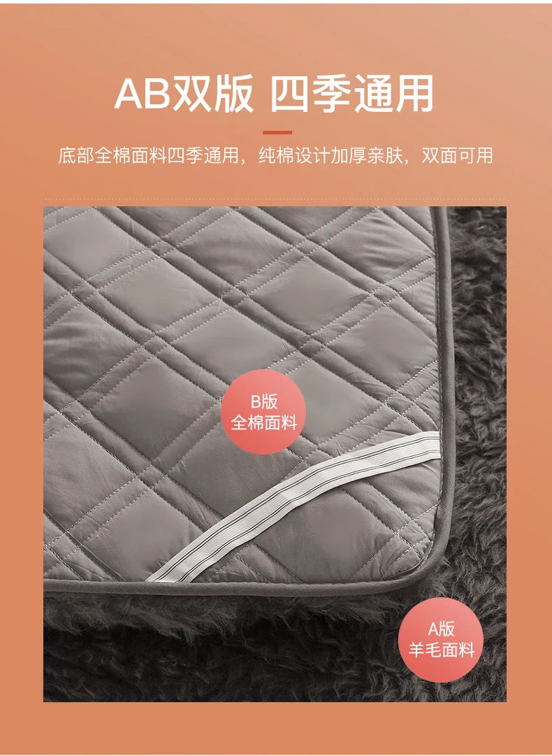 Wool Mattress Topper, Thick Warm Bed Pad