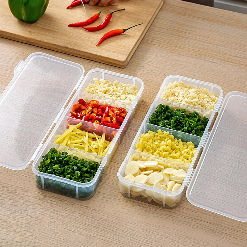 4-Grid Fridge Storage Box - Stackable Ginger & Garlic Organizer - photo 4