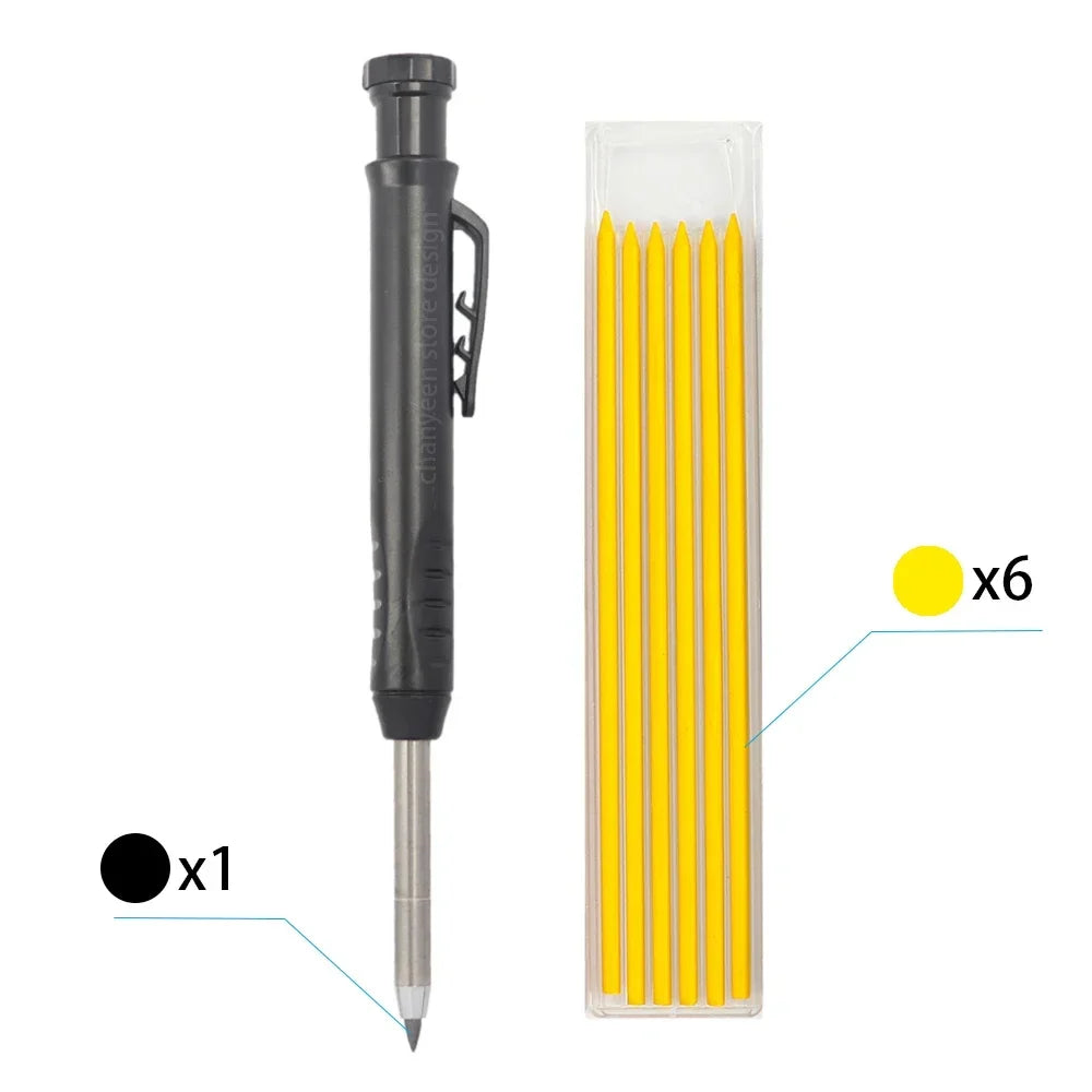 3Colors Refill 2.8mm Solid Carpenter Pencil Set Mechanical Pencil Cap Carpentry Marking Scriber Construction Woodworking Tools