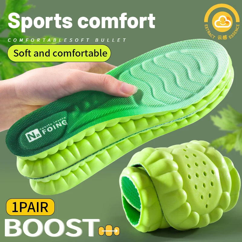4D Cloud Sports Insoles – Shock Absorbing, Breathable PU Shoe Inserts