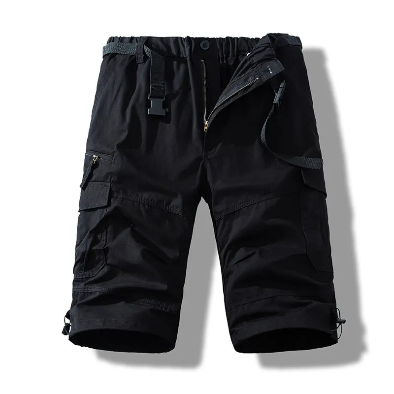 Men's Cotton Knee-Length Work Shorts — Loose Straight Casual Shorts