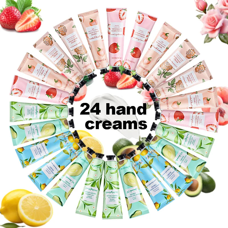 24PCS Hand Cream, Hydrating & Moisturizing, Nourishes and Cares for Hands, Prevents Dryness and Cracking in Autumn and Winter