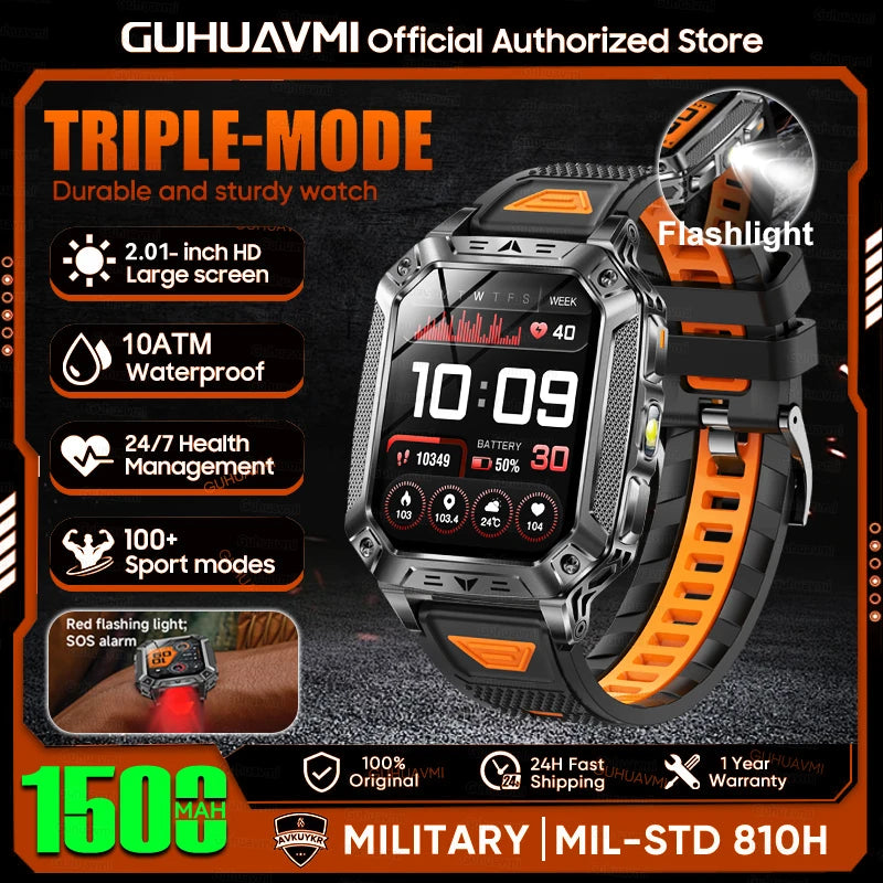 Rugged Smart Watch — 1500mAh, 10ATM Waterproof, BT Calling