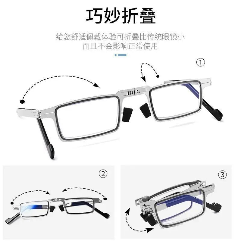 Folding Reading Glasses with Blue Light Filter — Ultra-Light Full Metal Frame