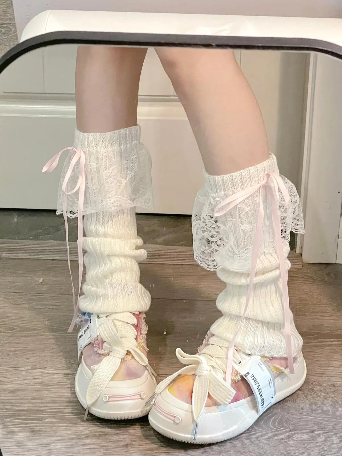 Women's Knit Leg Warmers with Bow - Stretch Ankle Boot Cuffs - photo 8