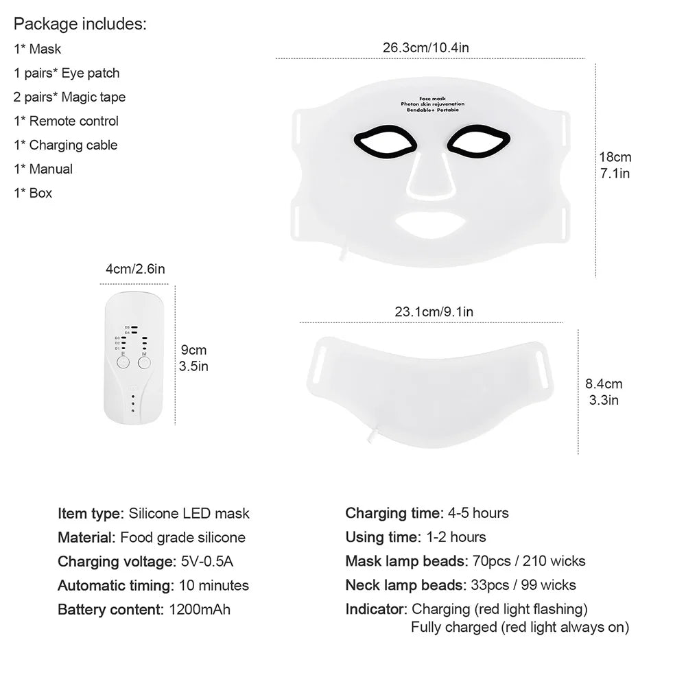 Silicone LED Face & Neck Mask – 7-Color Photon Light Therapy