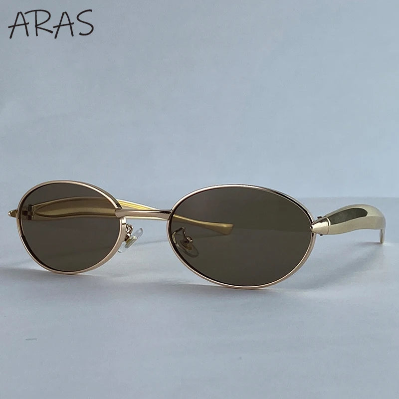 Small Oval Punk Sunglasses for Women — Metal Frame, UV400