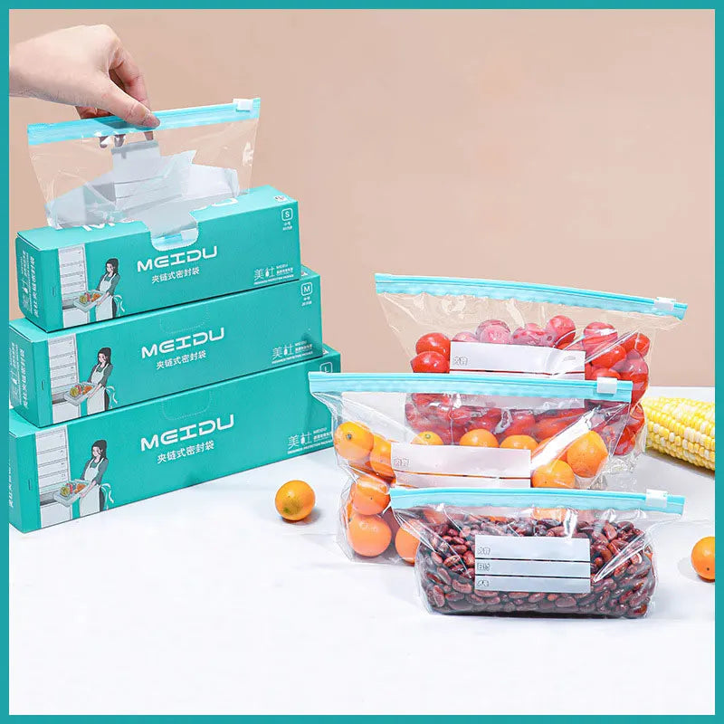 Resealable Zip Bags Variety Pack with Organizer – Snack, Sandwich & Quart Assorted Clear Storage Bags