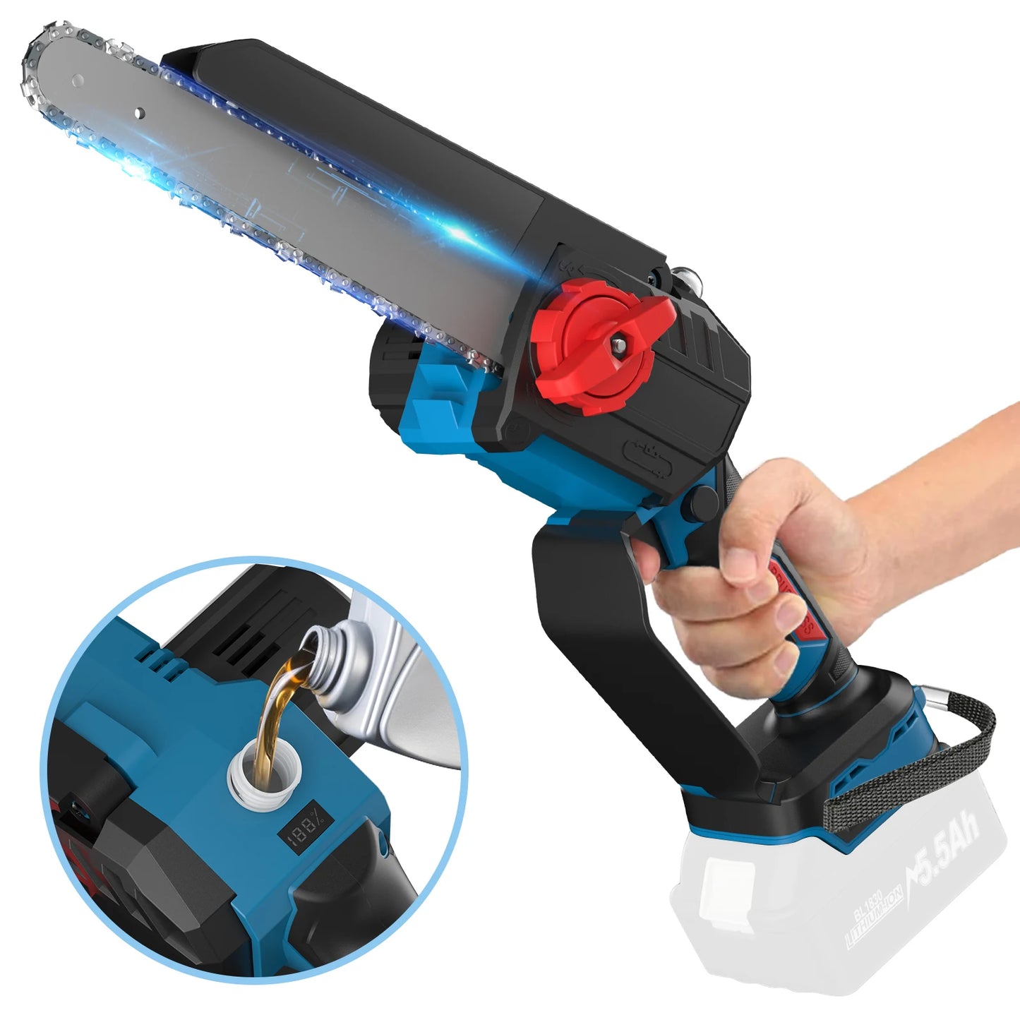Nananuu 8" Mini Cordless Chainsaw – Brushless Motor for Makita 18V Battery | Wood Cutting Power Tool