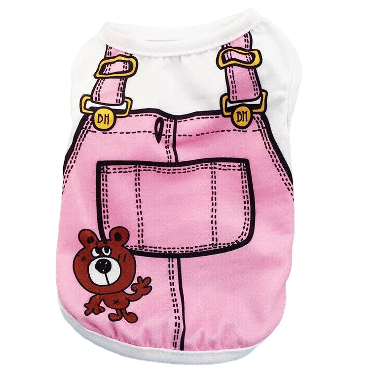 Dog & Cat Cotton Clothes — Cartoon Print Vest for Puppies & Kittens