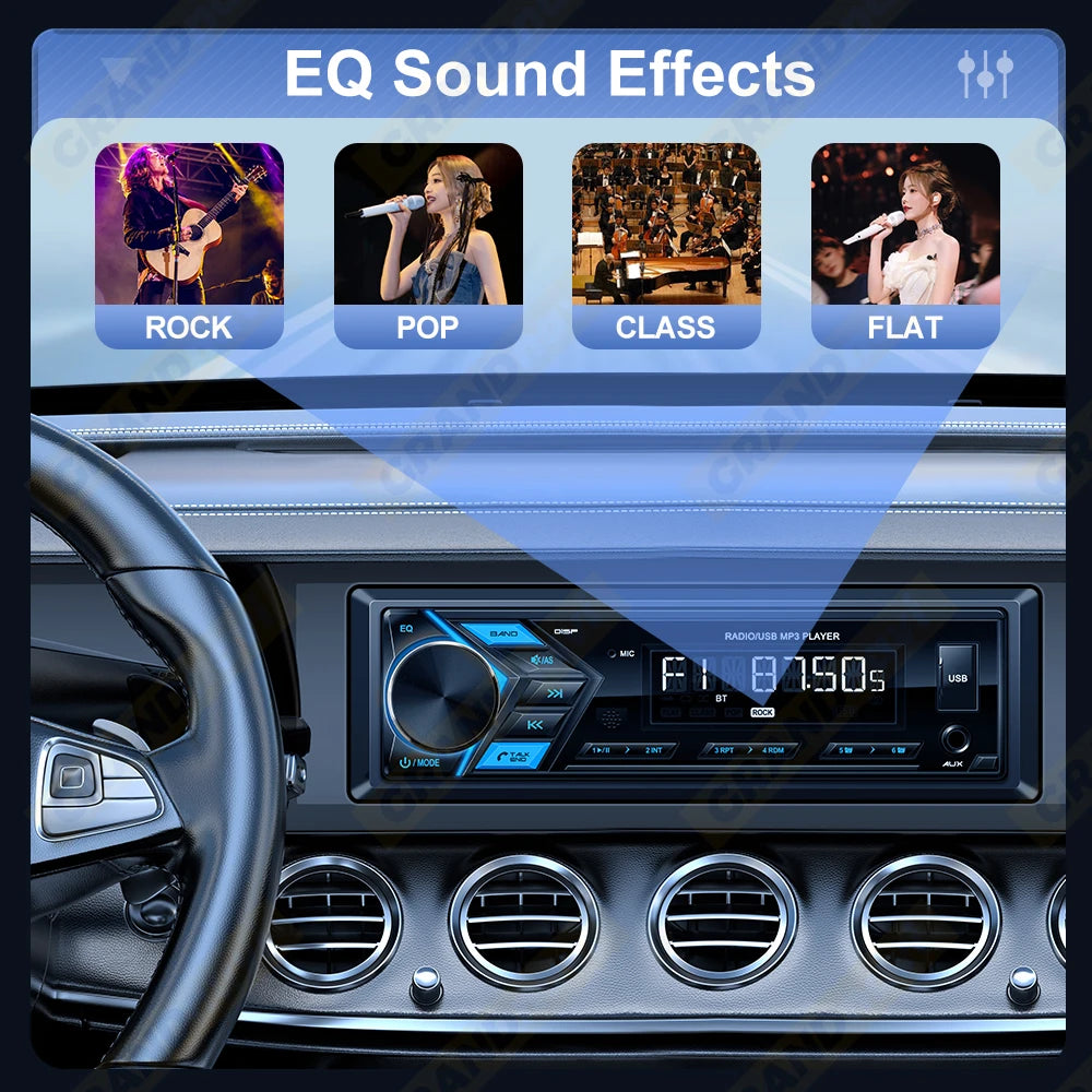 1-DIN Car MP3 Receiver — Detachable Panel, Bluetooth, USB/AUX, FM Radio, Remote Control