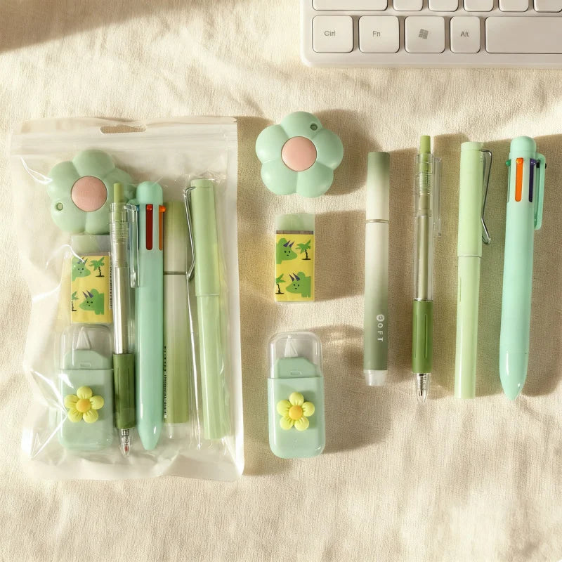 7-Pcs Stationery Set High-Quality Student Graduation Gift Neutral Pen Learning Companion Stationery Pack for Achievers， office