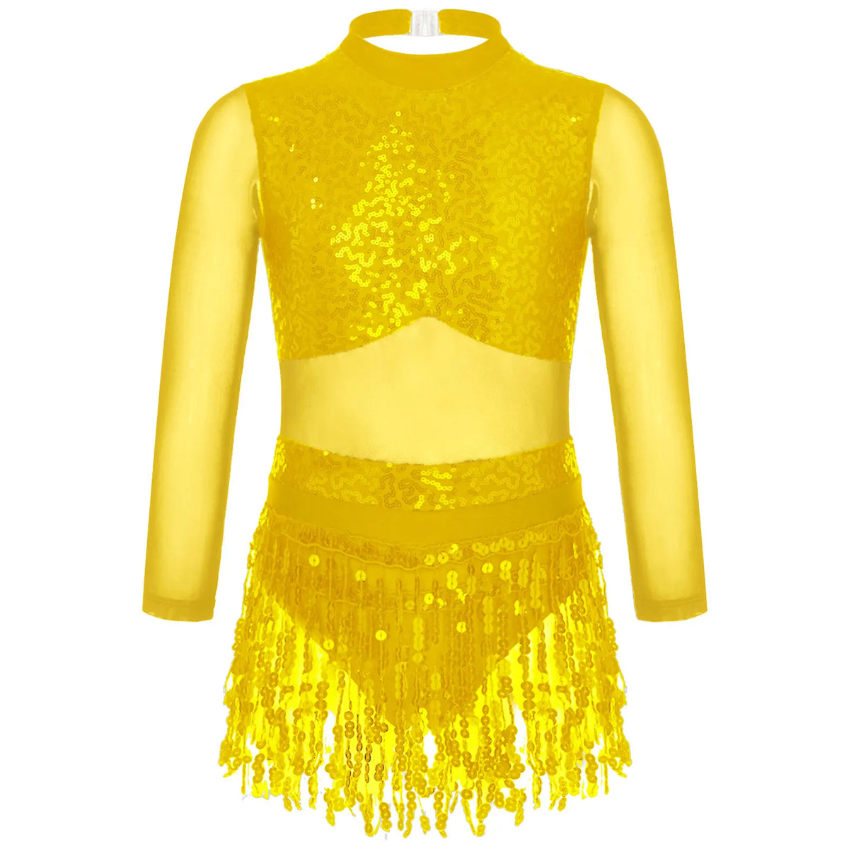 Girls sequin tassel jazz ballet dance dress