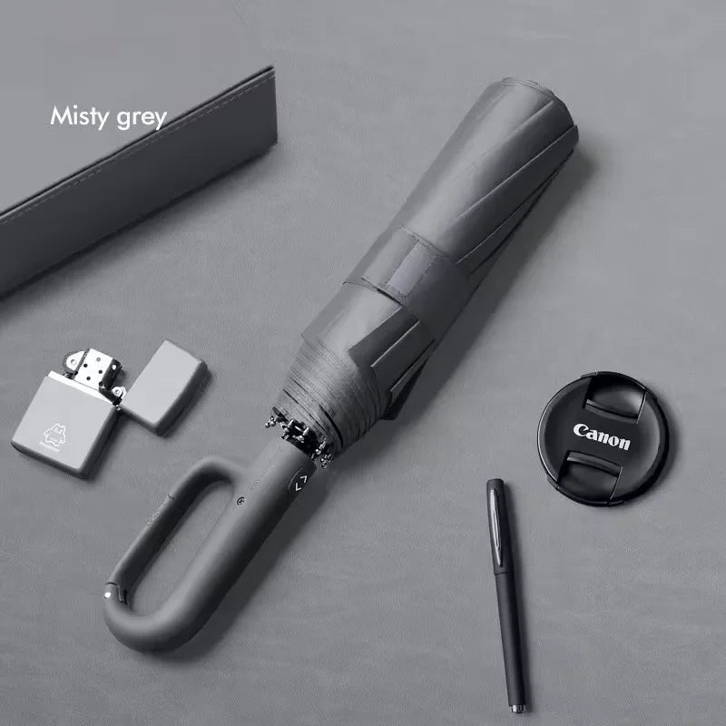 Automatic Umbrella for Men Women Fully Automatic Folding Large Rib Strong Sunshade Double Umbrella with Ring Buckle Design