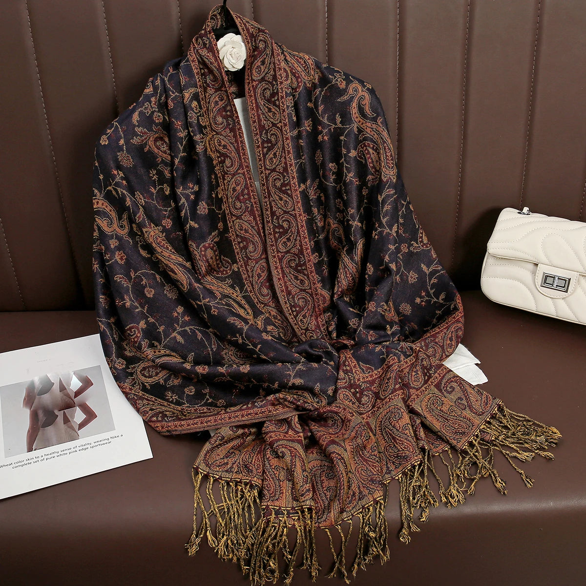 Women's Printed Pashmina Shawl, Soft Winter Scarf
