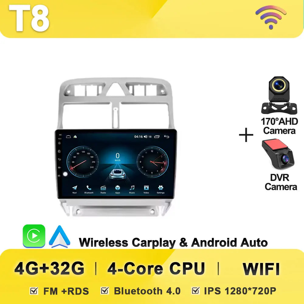 Car Radio Android 16 2din For Peugeot 307 1 2001 - 2008 GPS Navigation Smart Car Systems Wireless Android Auto Carplay 8 Core 4G
