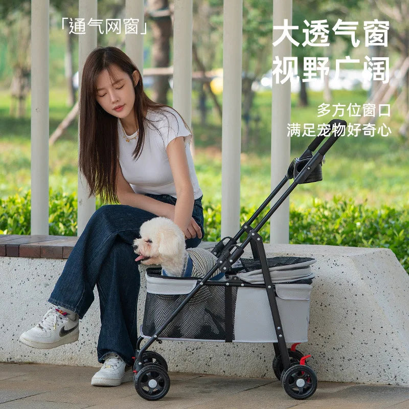 Lightweight Folding Pet Stroller - Outdoor Travel Cart – photo 4
