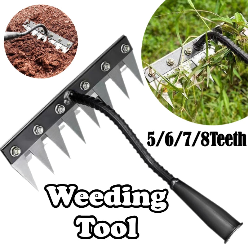 Multi-Tooth Metal Weeding Rake - Choose 5, 6, 7, or 8 Teeth