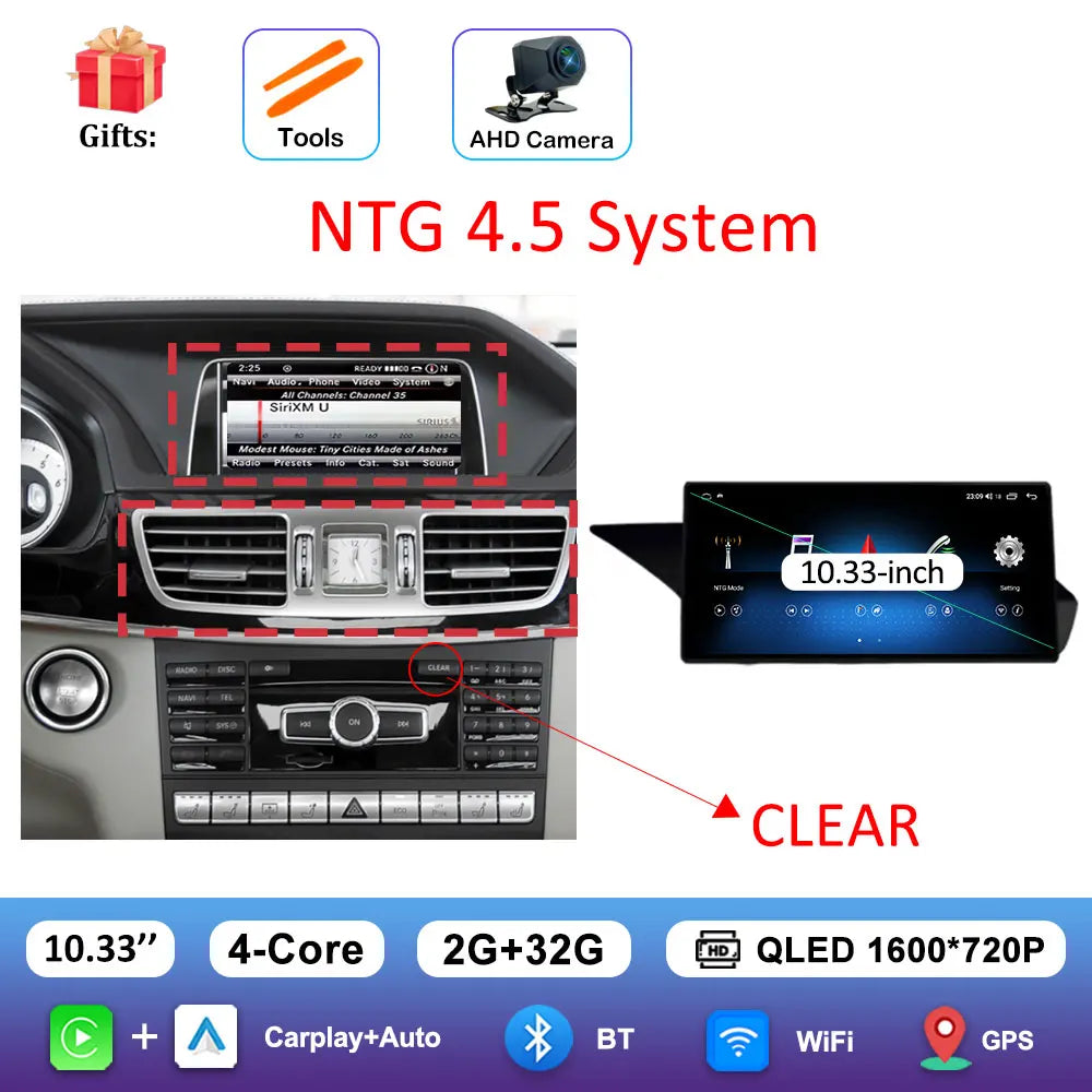 Android Car Stereo for Mercedes-Benz E-Class W212 (2009–2016) — CarPlay, QLED Screen, 4G, GPS