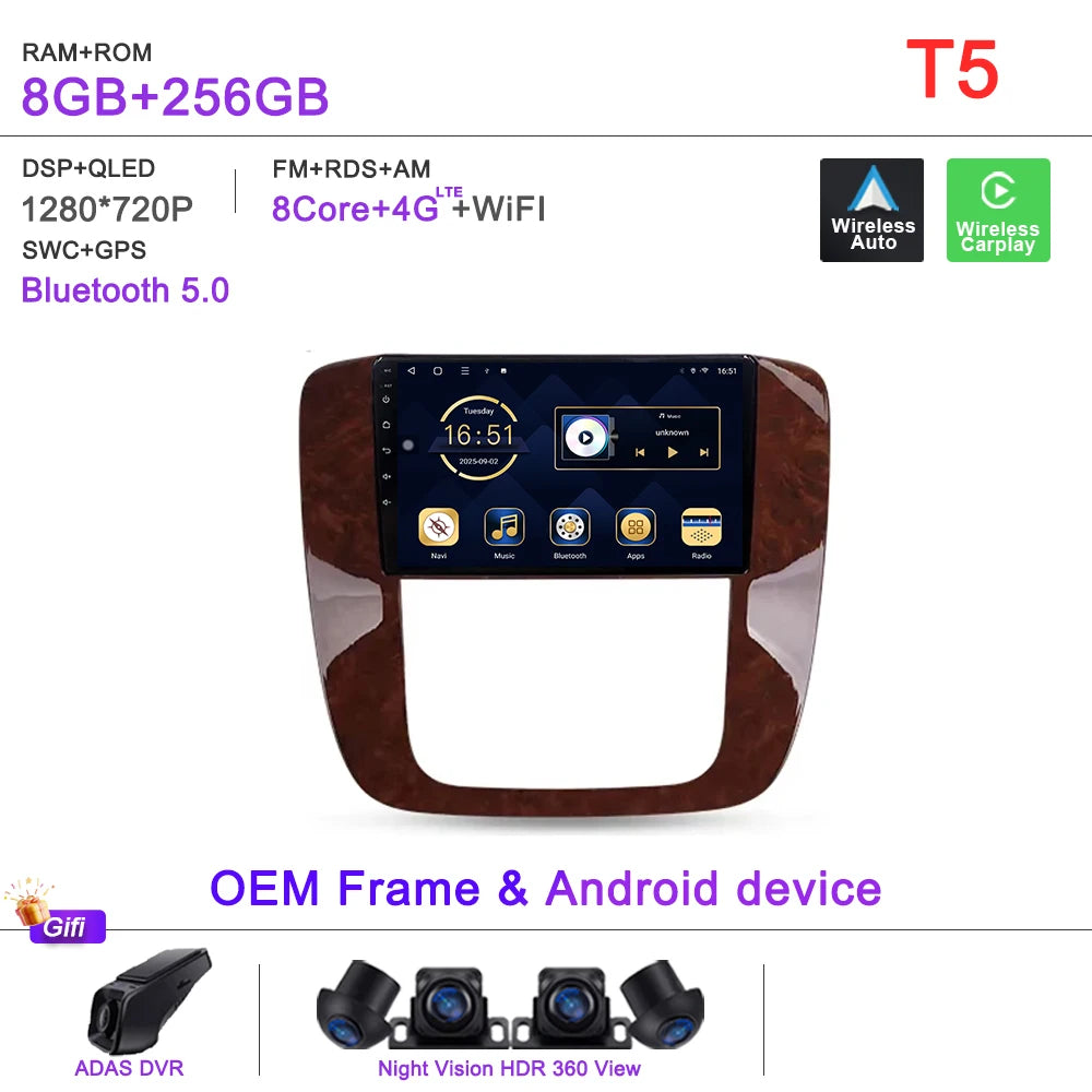Android 16 For GMC Yukon 3 GMT 900 2006-2014 For Chevrolet Tahoe 3 GMT900 2006-2014 Silverado 2 GMT901 2007-2013 Radio Car GPS