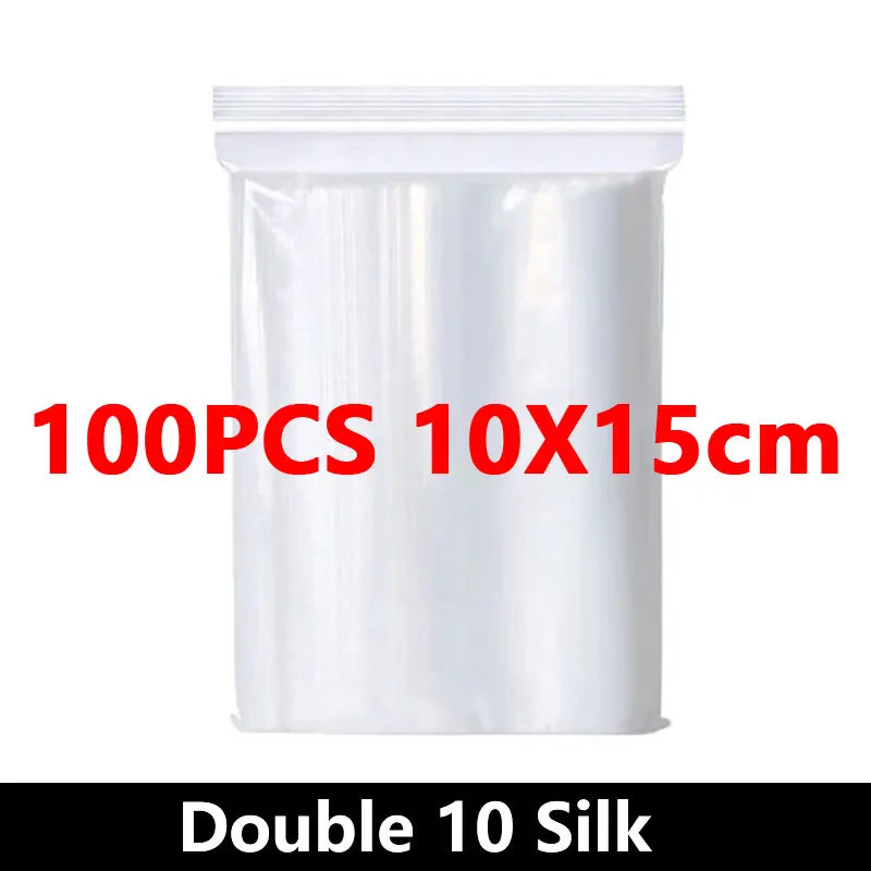 100PCS Thicken Ziplock Sealed Bags – Clear PA+PE Plastic Storage for Jewelry, Food & Packing