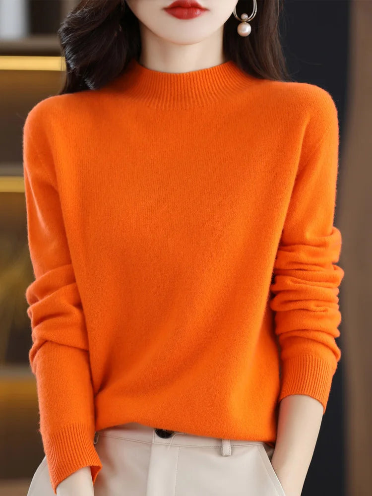 Women's Merino Wool Mock Neck Sweater