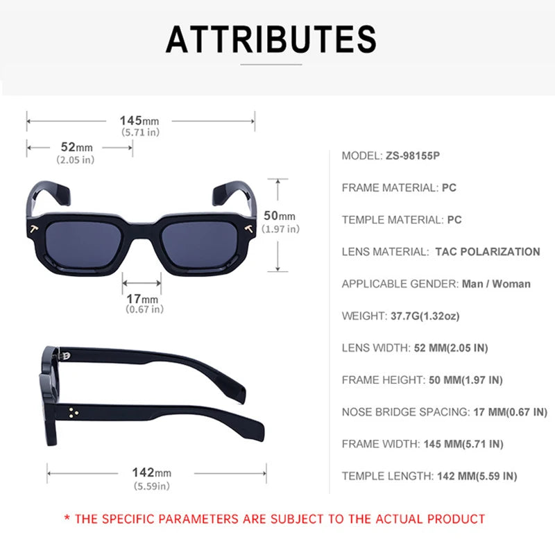 Polarized Rectangle Sunglasses — Unisex Driving Shades, UV400
