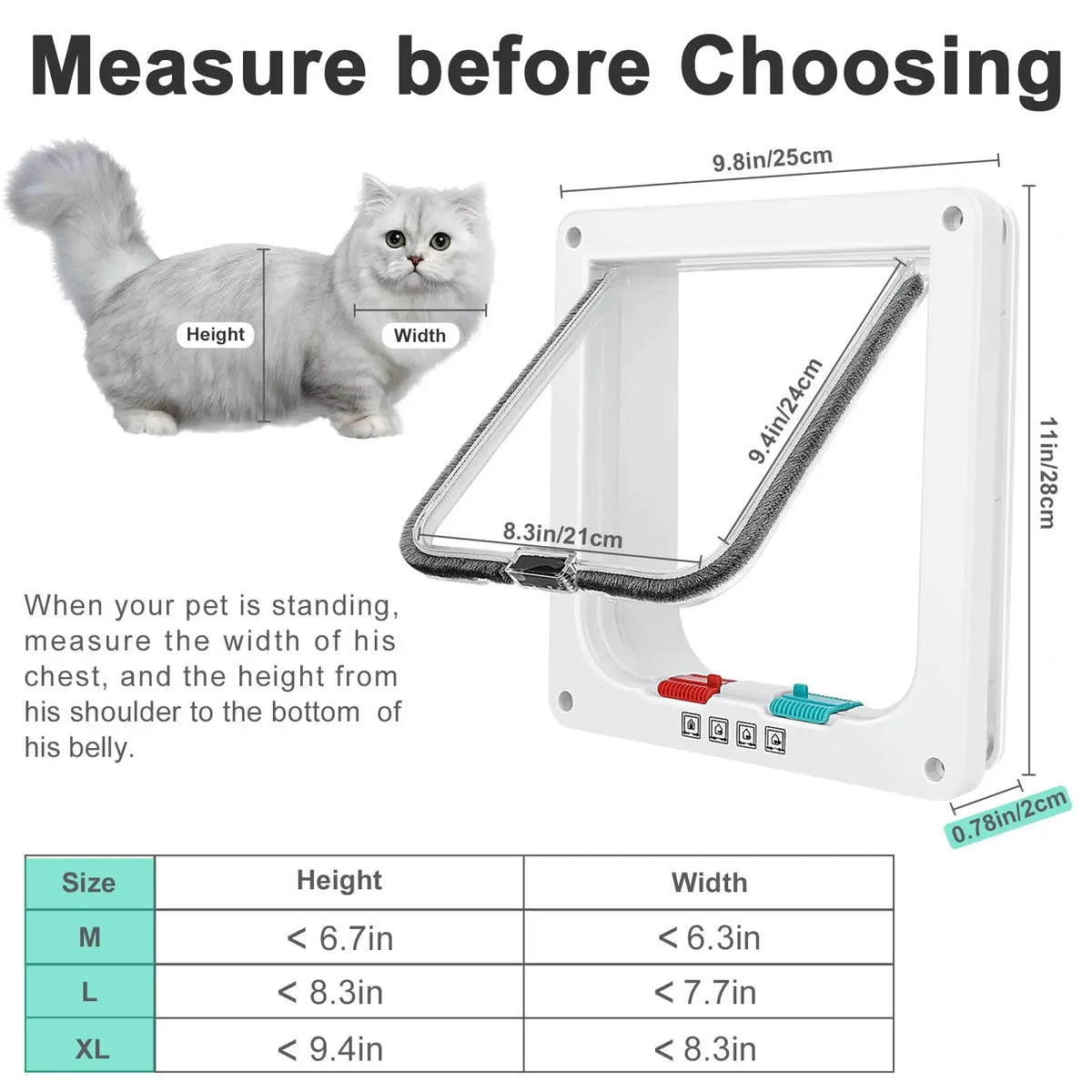 Magnetic Cat Flap Door - 4-Way Lock ABS Pet Door Kit – photo 3
