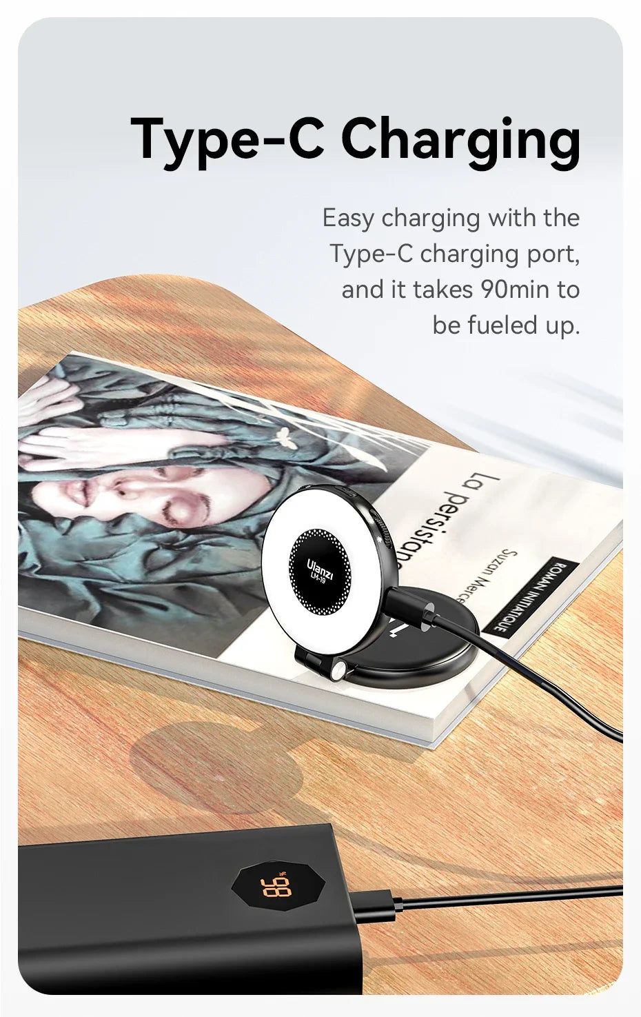 Original Ulanzi LM19 MagSafe Fill Light CRI 95+ Bi Color Flip for Vlog Livestream Photograph Magnetic Mobile Phones Compatible