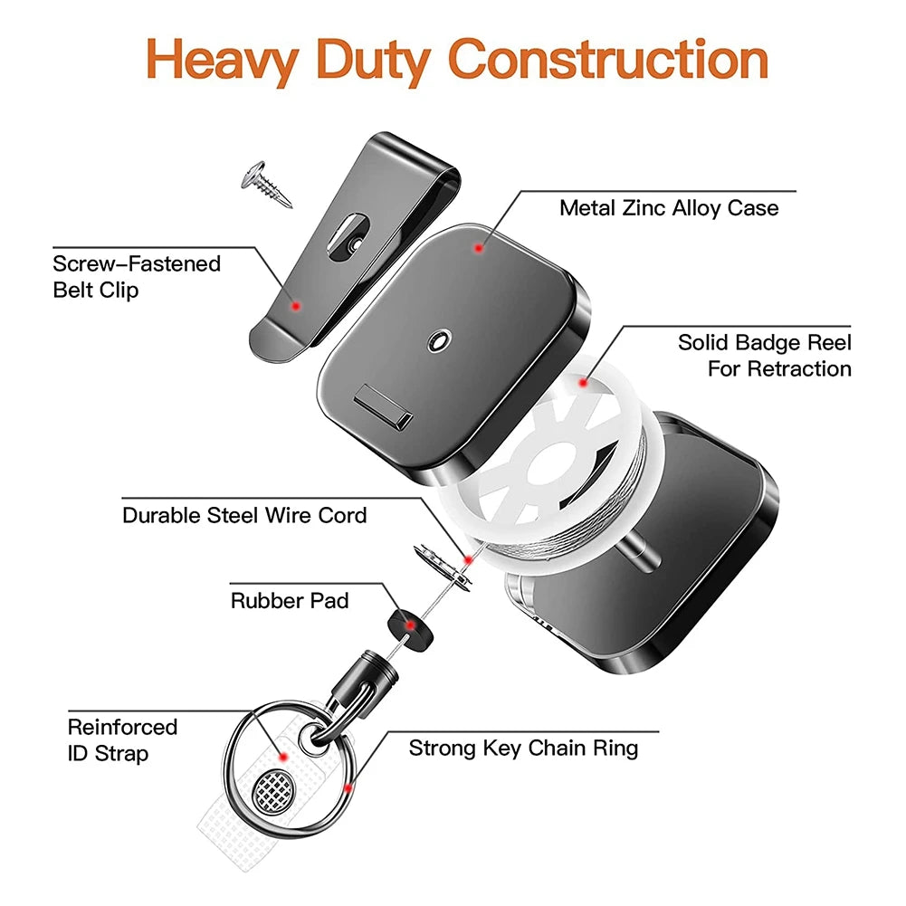 Anti-loss and Easy-to-pull Buckle of Retractable Key Chain Belt Badge Reel Clip Square Accesorios Para Auto Key Chain