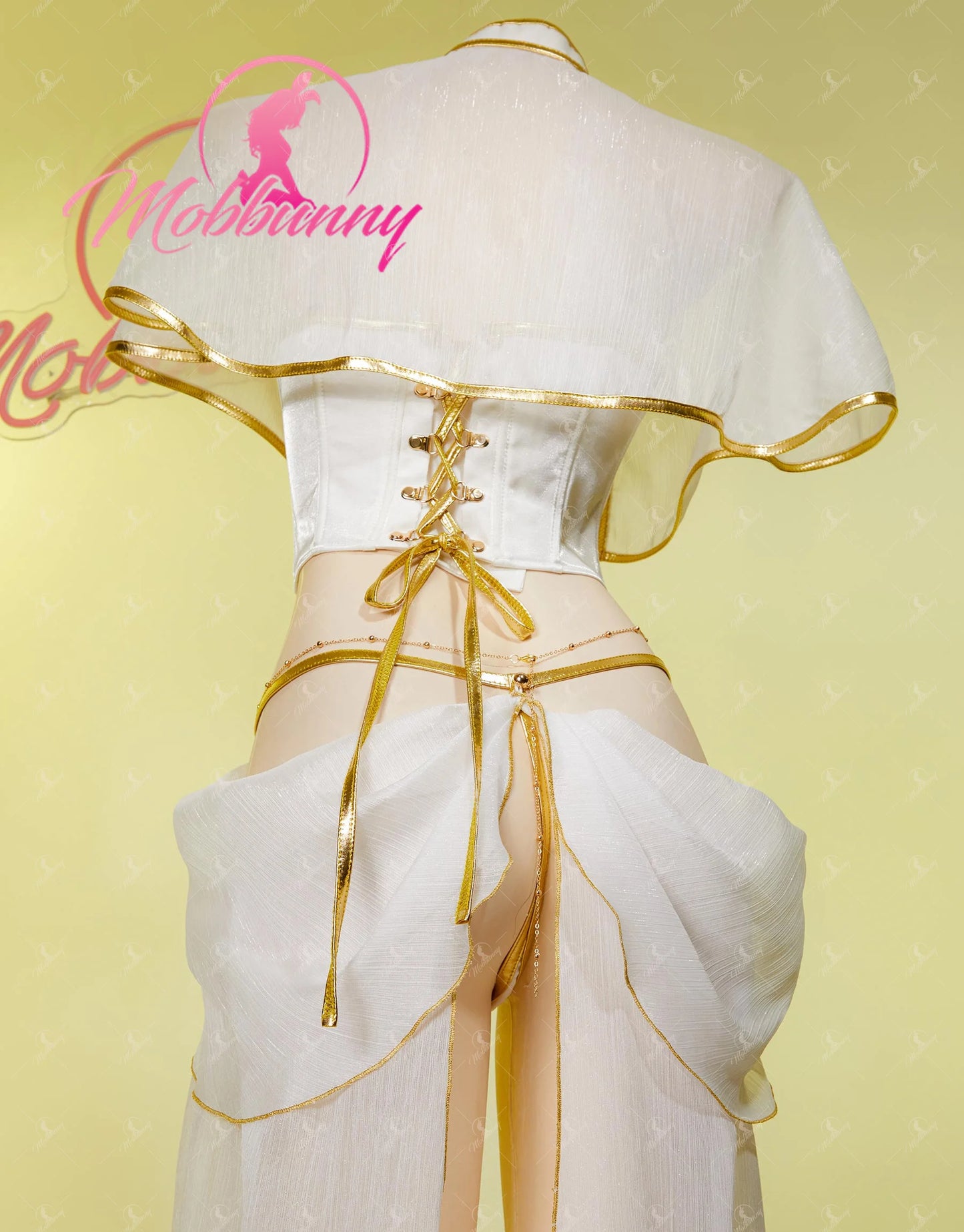 Mobbunny Women's Lingerie Set Top Skirt and Cape with Panty and Thigh-high Stockings Cosplay Costume