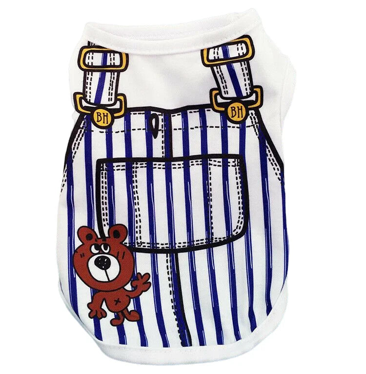 Dog & Cat Cotton Clothes — Cartoon Print Vest for Puppies & Kittens