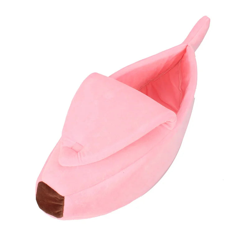 Banana‑Shape Cat Bed Deep Sleep Comfort Winter Warm Cat House Creative Indoor Small Pet Rest Cushion For Cats Dogs